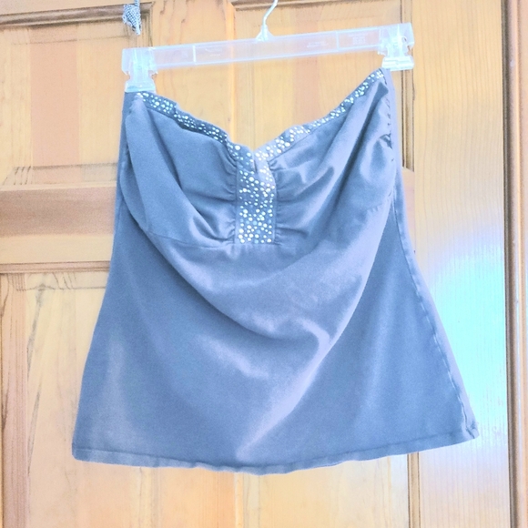 Express Vintage Y2K Gray Tube Top w/Sweetheart + Studded neckline MED. - Picture 8 of 12